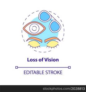 Loss of vision concept icon. One of major side effects and risks after lasik eye surgery abstract idea thin line illustration. Vector isolated outline color drawing. Editable stroke. Loss of vision concept icon
