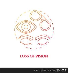 Loss of vision gradient concept icon. One of major side effects and risks after lasik eye surgery. Unpleasant discomfort abstract idea thin line illustration. Vector isolated outline color drawing. Loss of vision gradient concept icon