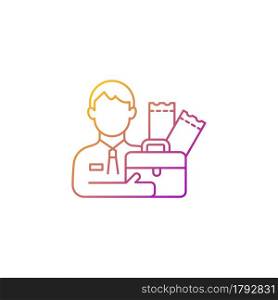 Lottery agent gradient linear vector icon. Middleman between participator and lottery tickets distributor. Thin line color symbols. Modern style pictogram. Vector isolated outline drawing. Lottery agent gradient linear vector icon