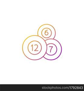 Lottery balls gradient linear vector icon. Producing random number combinations. Bearing possible winning number. Thin line color symbols. Modern style pictogram. Vector isolated outline drawing. Lottery balls gradient linear vector icon