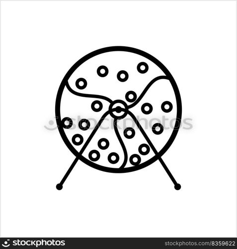 Lottery Drum Icon, Device Used To Draw Random Winning Numbers For A Lottery Vector Art Illustration