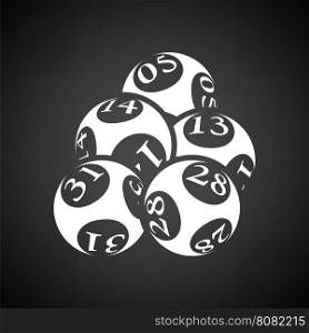 Lotto balls icon. Black background with white. Vector illustration.