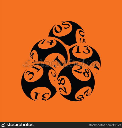 Lotto balls icon. Orange background with black. Vector illustration.