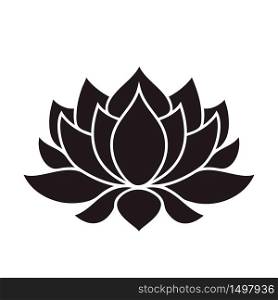 Lotus flower black silhouette on transparent background. Vector illustration for tattoo, t shirts, yoga clothes, home decorations