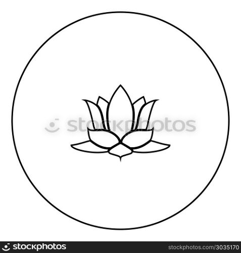Lotus flower icon black color in circle outline vector illustration