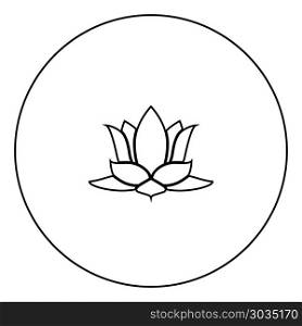 Lotus flower icon black color in circle outline vector illustration