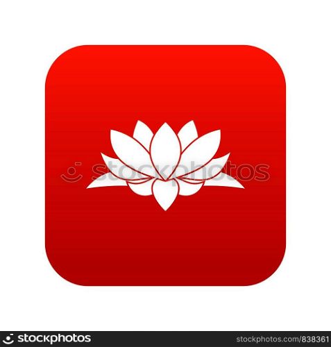 Lotus flower icon digital red for any design isolated on white vector illustration. Lotus flower icon digital red