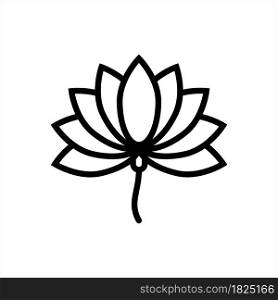Lotus Flower Icon, Divine Flower Vector Art Illustration