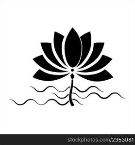 Lotus Flower Icon, Divine Flower Vector Art Illustration