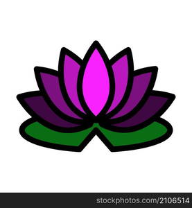 Lotus Flower Icon. Editable Bold Outline With Color Fill Design. Vector Illustration.