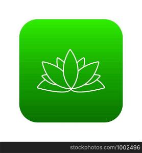 Lotus flower icon green vector isolated on white background. Lotus flower icon green vector