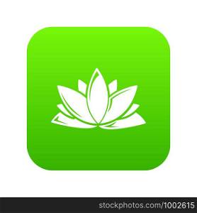 Lotus flower icon green vector isolated on white background. Lotus flower icon green vector