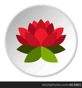 Lotus flower icon in flat circle isolated vector illustration for web. Lotus flower icon circle
