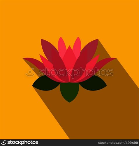 lotus flower icon in flat style on yellow background. lotus flower icon, flat style