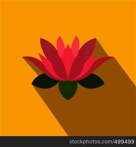 lotus flower icon in flat style on yellow background. lotus flower icon, flat style