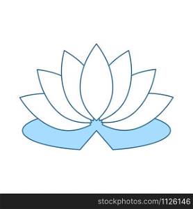 Lotus Flower Icon. Thin Line With Blue Fill Design. Vector Illustration.