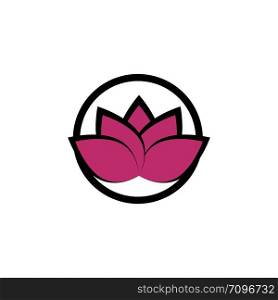 Lotus flower in flat style pink and green color vector eps10