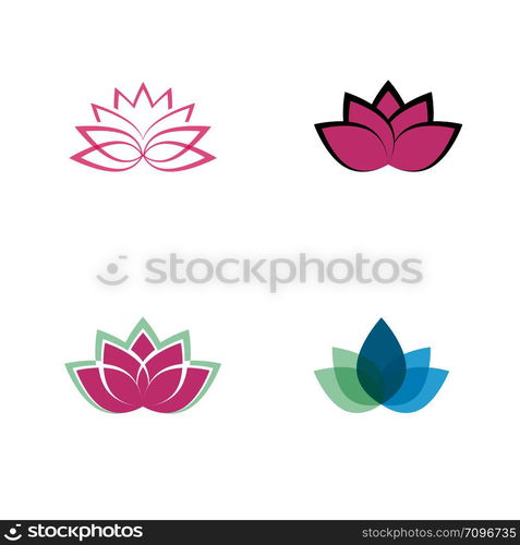 Lotus flower in flat style pink and green color vector eps10