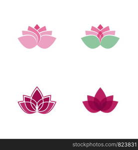 Lotus flower in flat style pink and green color vector eps10