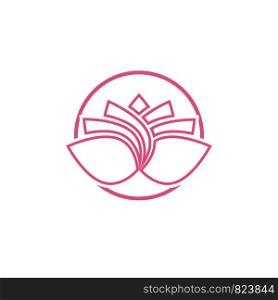 Lotus flower in flat style pink and green color vector eps10