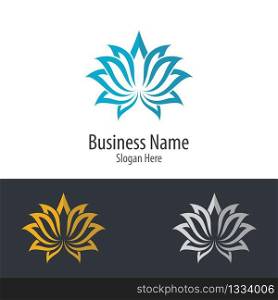Lotus flower logo vector icon illustration