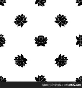 Lotus flower pattern repeat seamless in black color for any design. Vector geometric illustration. Lotus flower pattern seamless black