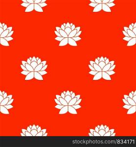 Lotus flower pattern repeat seamless in orange color for any design. Vector geometric illustration. Lotus flower pattern seamless