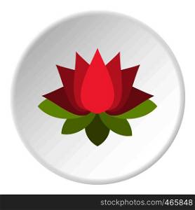 Lotus icon in flat circle isolated on white vector illustration for web. Loyus icon circle