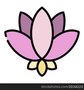 Lotus symbol icon. Outline lotus symbol vector icon color flat isolated. Lotus symbol icon color outline vector