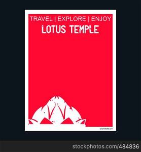 Lotus Temple Delhi, India monument landmark brochure Flat style and typography vector