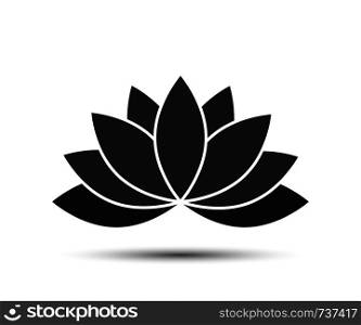 Lotus - Vector icon. Lotus black color with shadow