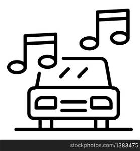 Loud music in the car icon. Outline loud music in the car vector icon for web design isolated on white background. Loud music in the car icon, outline style