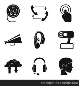 Loud sound icons set. Simple set of 9 loud sound vector icons for web isolated on white background. Loud sound icons set, simple style