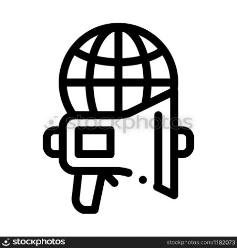Loudspeaker Globe Icon Vector. Outline Loudspeaker Globe Sign. Isolated Contour Symbol Illustration. Loudspeaker Globe Icon Vector Outline Illustration