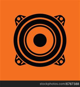 Loudspeaker icon. Orange background with black. Vector illustration.