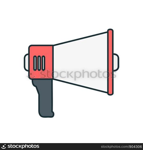 Loudspeaker megaphone on white flat vector icon illustration