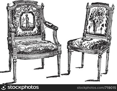 Louis-six seats, vintage engraved illustration. Industrial encyclopedia E.-O. Lami - 1875.