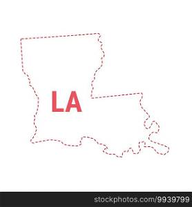 Louisiana US state map outline dotted border. Vector illustration. Two-letter state abbreviation.. Louisiana US state map outline dotted border
