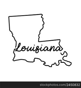 Louisiana US state outline map with the handwritten state name. Continuous line drawing of patriotic home sign. A love for a small homeland. T-shirt print idea. Vector illustration.. Louisiana US state outline map with the handwritten state name. Continuous line drawing of patriotic home sign