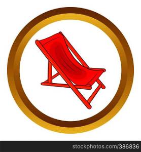 Lounger vector icon in golden circle, cartoon style isolated on white background. Lounger vector icon