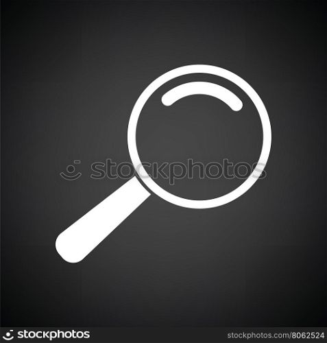 Loupe icon. Black background with white. Vector illustration.