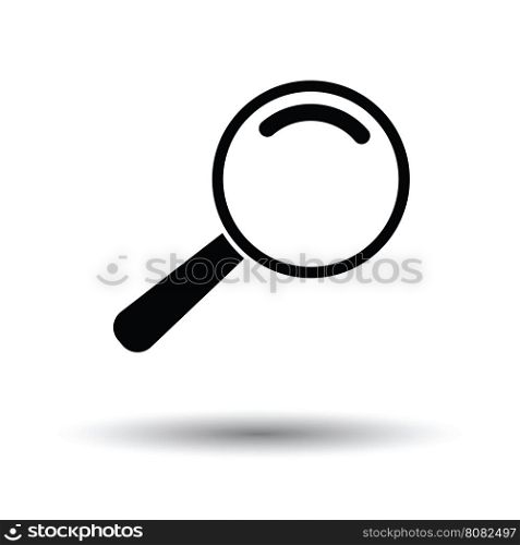 Loupe icon. White background with shadow design. Vector illustration.