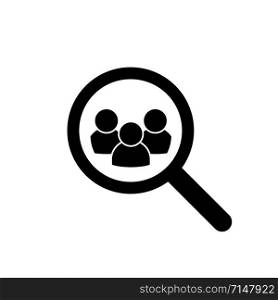 Loupe search person icon isolated vector element. Recruit competition. Job search.Human resources interview recruitment job concept. EPS 10