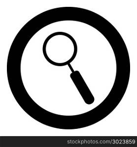 Loupe the black color icon in circle or round vector illustration