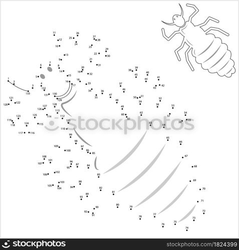 Louse Icon Connect The Dots, Lice Icon, Wingless Insect, Obligate Parasite, Puzzle Containing A Sequence Of Numbered Dots Vector Art Illustration