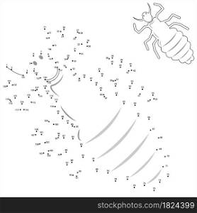 Louse Icon Connect The Dots, Lice Icon, Wingless Insect, Obligate Parasite, Puzzle Containing A Sequence Of Numbered Dots Vector Art Illustration