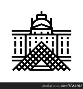 louvre france museum line icon vector. louvre france museum sign. isolated contour symbol black illustration. louvre france museum line icon vector illustration