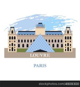 Louvre, Paris. Vector illustration. Isolated on a white background.