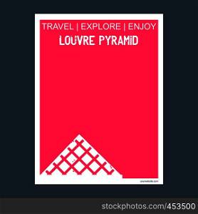 Louvre Pyramid Paris, France monument landmark brochure Flat style and typography vector