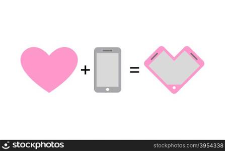 Love and phone. Fantastic concept phone design for lovers and romantics. Vector illustration&#xA;